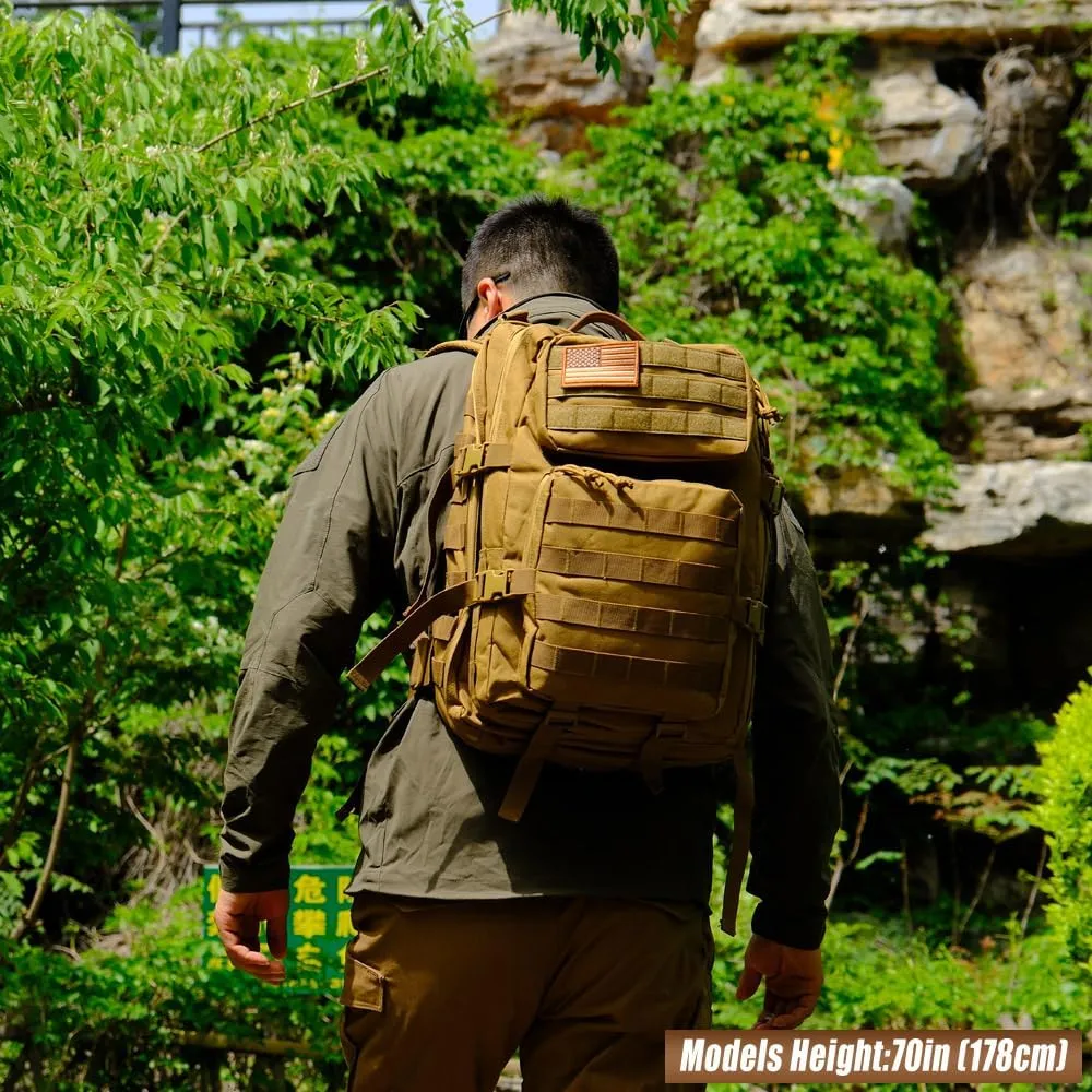 Military Tactical Backpack 45L Large Tactical Backpack for Men, Hiking Rucksack With Bottle Holder
