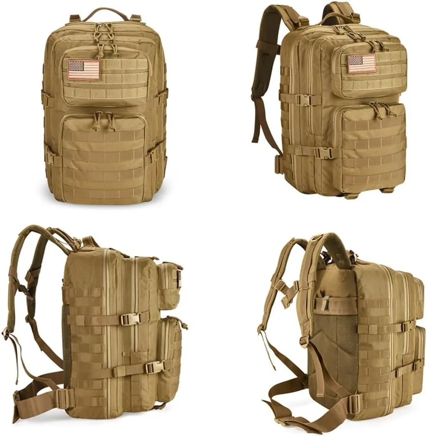 Military Tactical Backpack 45L Large Tactical Backpack for Men, Hiking Rucksack With Bottle Holder