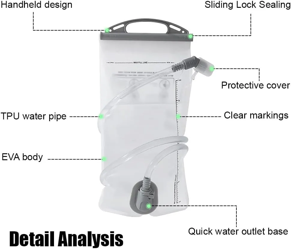 MiOYOOW Water Reservoir, 1.5L/ 2L Water Bladder Leakproof Backpack Water Pouch with 135° Bite Valve for Biking Hiking Running Camping Climbing Backpack