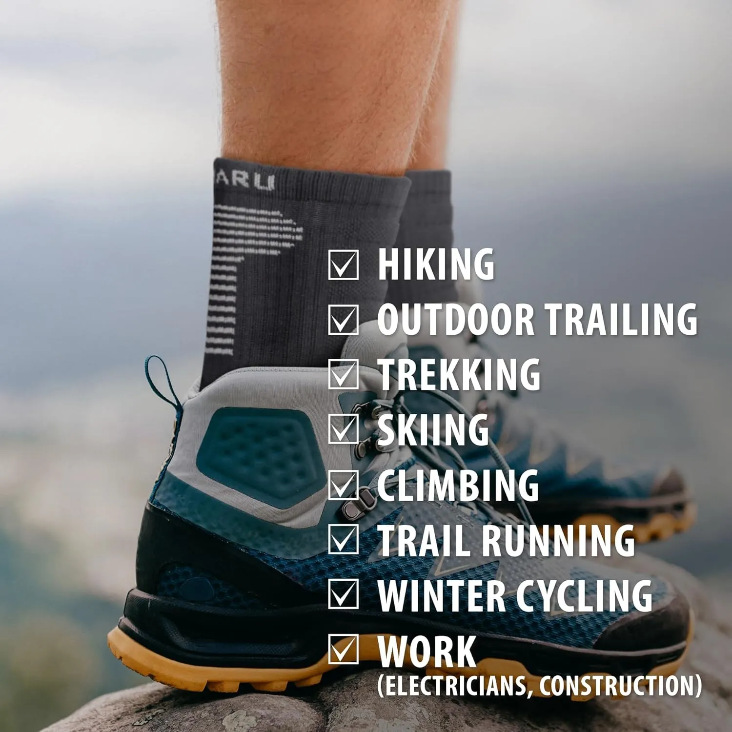 MIRMARU 3 Pairs Seamless Toe Hiking Outdoor Trail Running Trekking Moisture Wicking Cushion Crew Athletic Socks