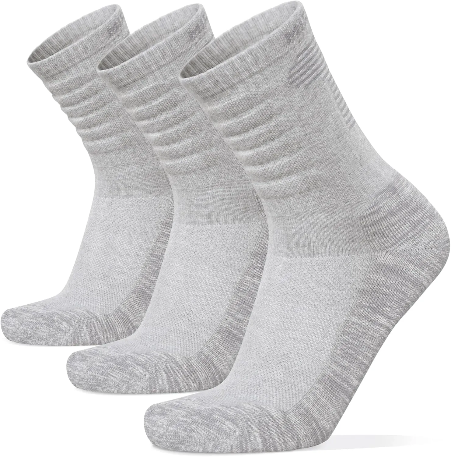 MIRMARU 3 Pairs Seamless Toe Hiking Outdoor Trail Running Trekking Moisture Wicking Cushion Crew Athletic Socks