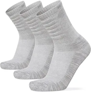 MIRMARU 3 Pairs Seamless Toe Hiking Outdoor Trail Running Trekking Moisture Wicking Cushion Crew Athletic Socks