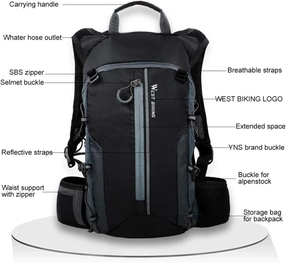 Moiitee 10L Ultra-light Waterproof Bike Backpack with Hydration Bladder, Suitable for Cycling, Hiking, and Snow Activities (Yellow)