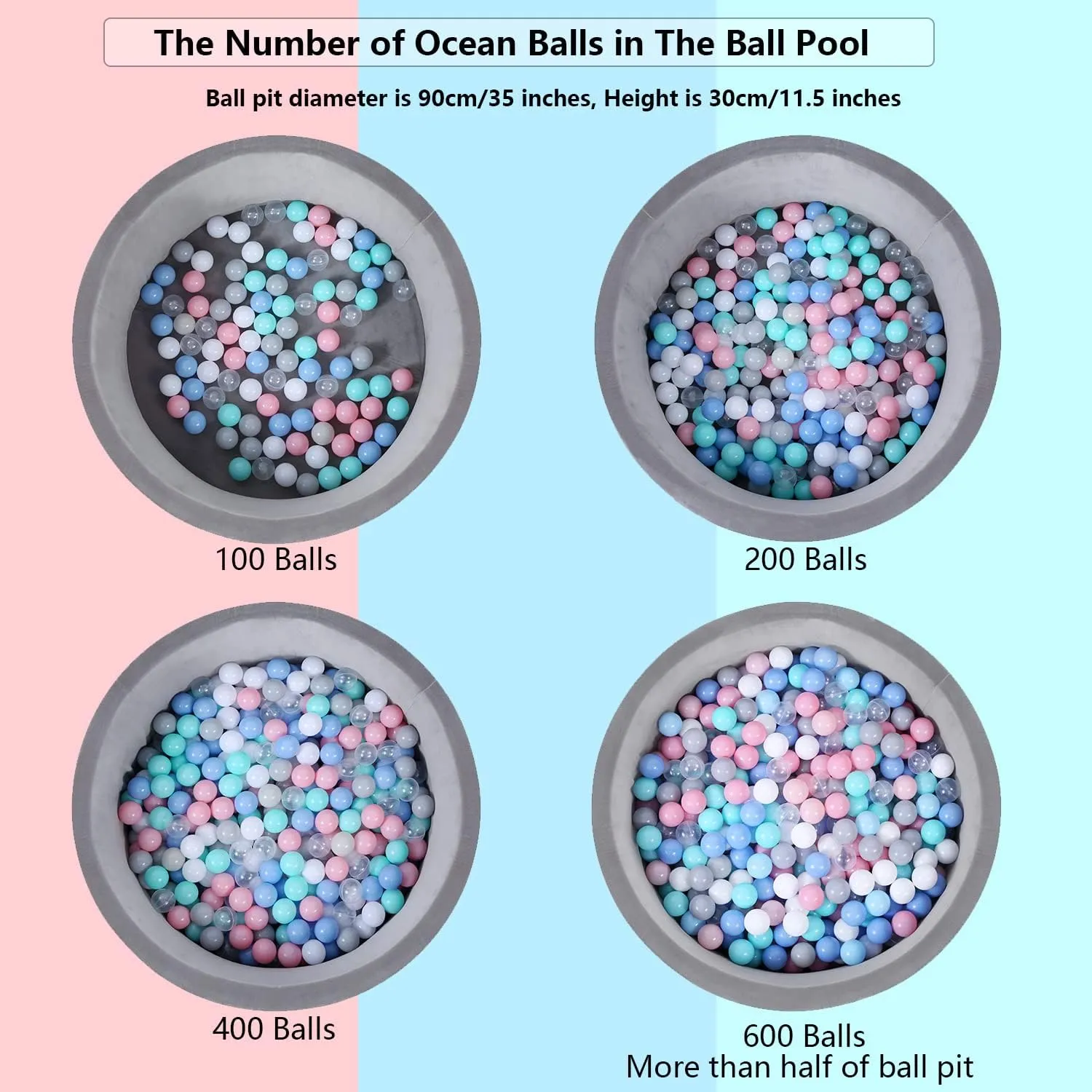 MoonxHome Ball Pit Balls for Toddlers, BPA Free Crush Proof Plastic Toy Balls for Ball Pit, Children's Pool Water Toys, Macaron Ocean Balls for Play Tent 2.15 Inch Pack of 100…