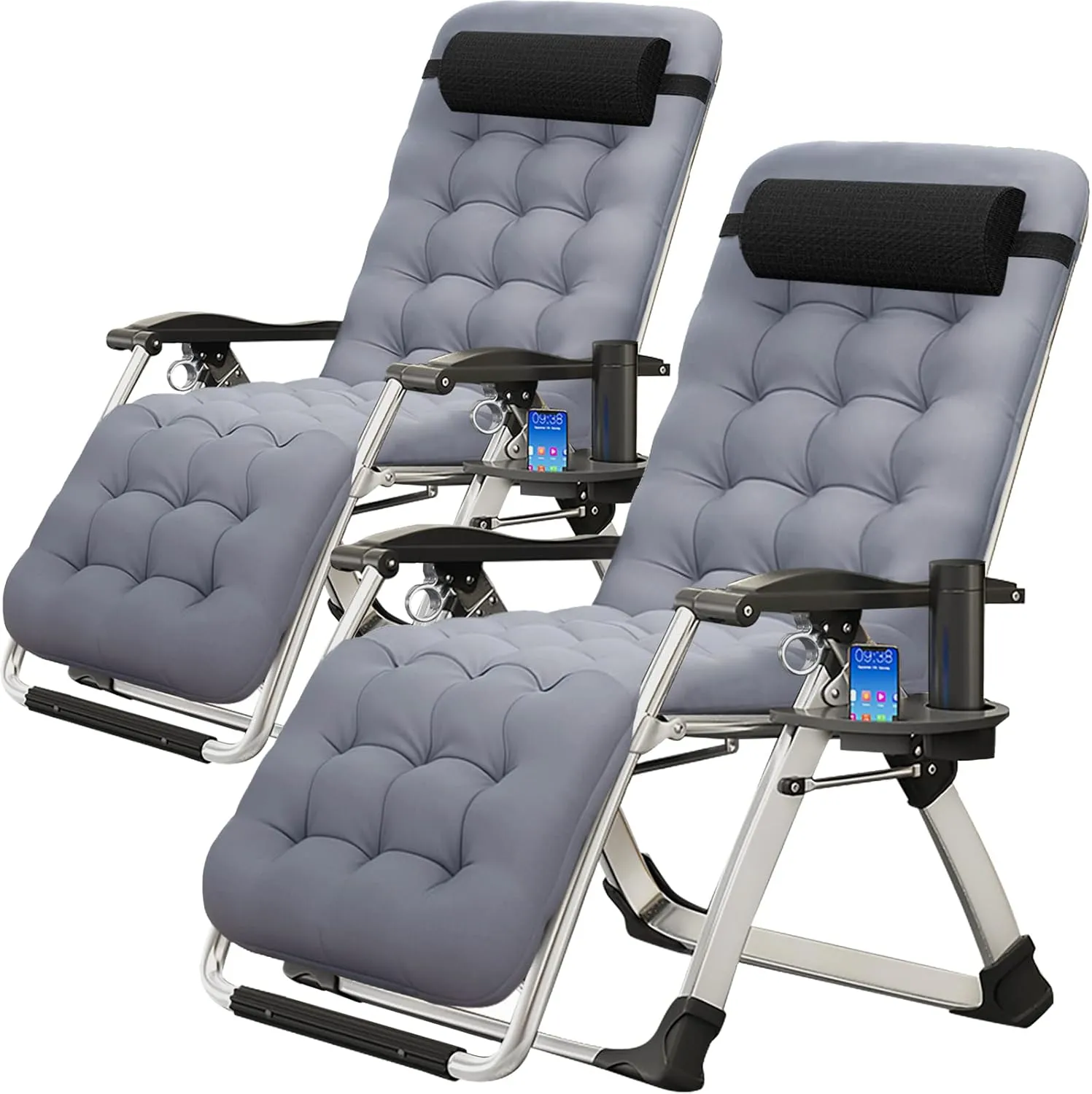 MOPHOTO Zero Gravity Chair, Outdoor Padded Lounge Chair with Side Table, Zero Gravity Recliner Chair, Outdoor Reclining Chair, Sturdy & Comfortable, Supports up to 440lbs
