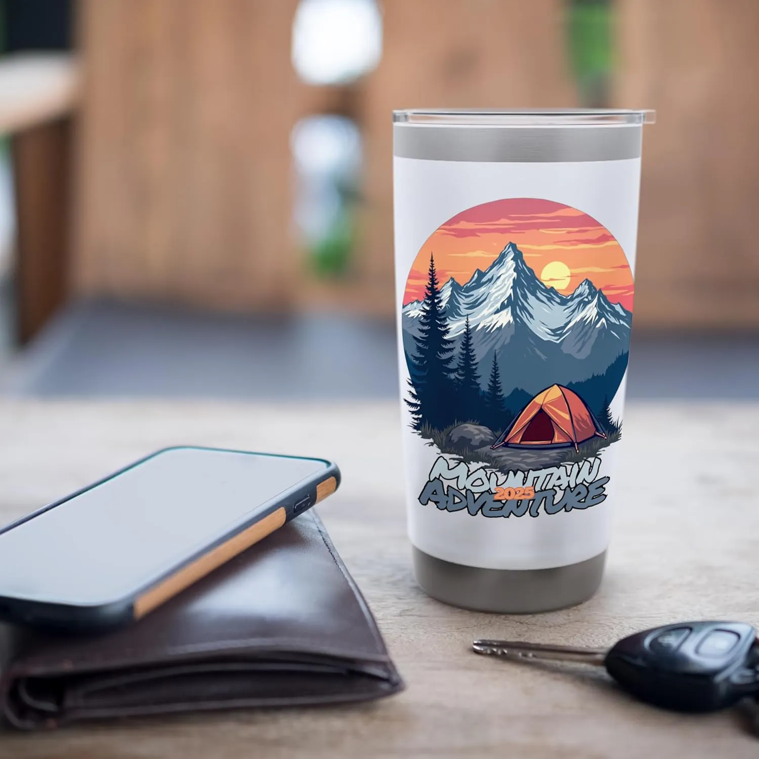 Mountain Adventure 2025 - Wilderness Camping Retro Sunset Stainless Steel Insulated Tumbler