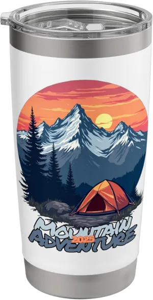 Mountain Adventure 2025 - Wilderness Camping Retro Sunset Stainless Steel Insulated Tumbler