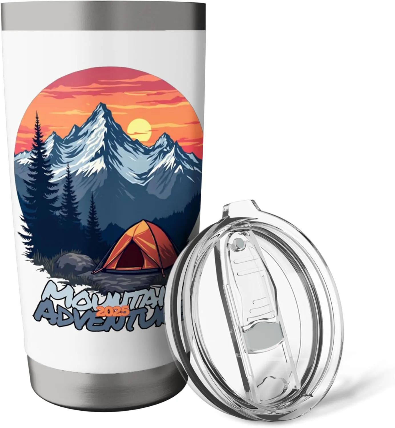 Mountain Adventure 2025 - Wilderness Camping Retro Sunset Stainless Steel Insulated Tumbler