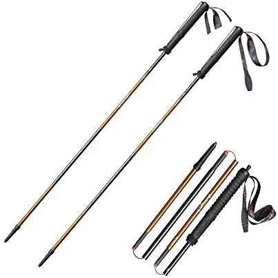 Mountaineering Pole Off-Road Folding Outdoor Carbon Pole Aluminum Alloy Straight Handle Walking Pole,for Traveling Camping Hiking