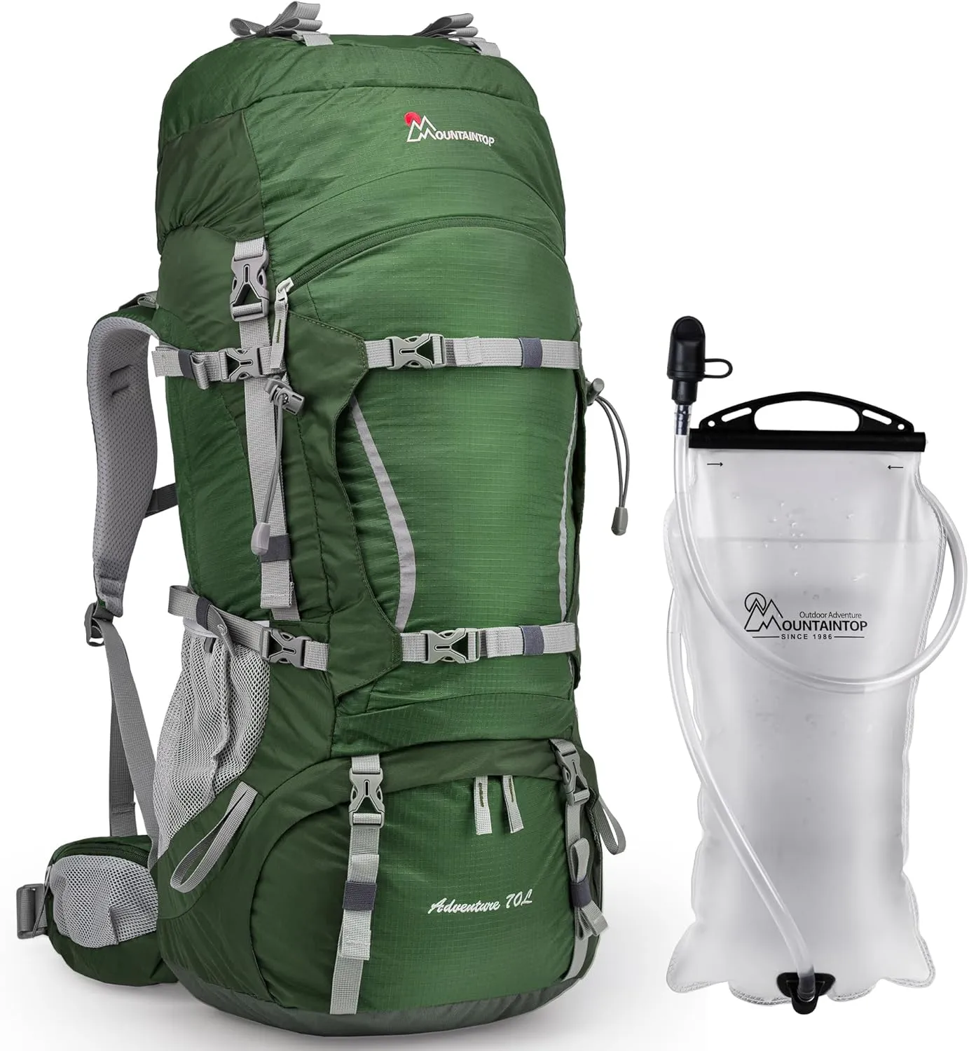 MOUNTAINTOP 70L Internal Frame Backpack with 3L Hydration Bladder