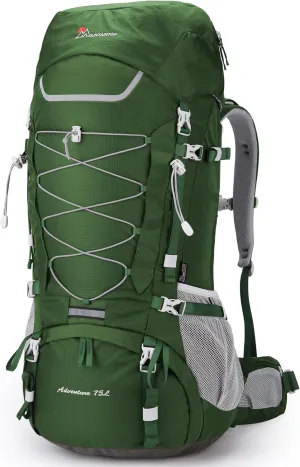 MOUNTAINTOP 75L Internal Frame Backpack with Rain Cover Backpacking Camping Hiking Backpack for Men Women