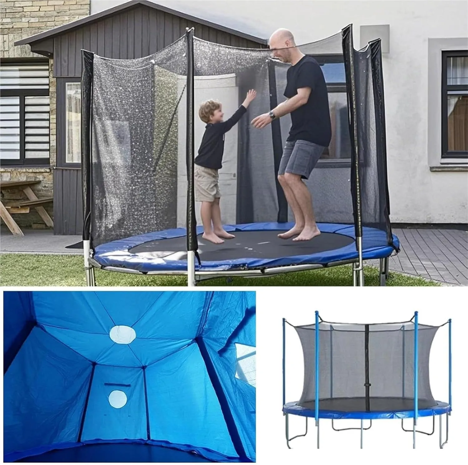 Moyu666-6FT/8FT/10FT/12FT/14FT/15FT Trampoline Tent, Trampoline Tent Cover, Waterproof Oxford Trampoline Canopy, Trampoline Sun Shade for 6 Straight Pole Round Trampoline