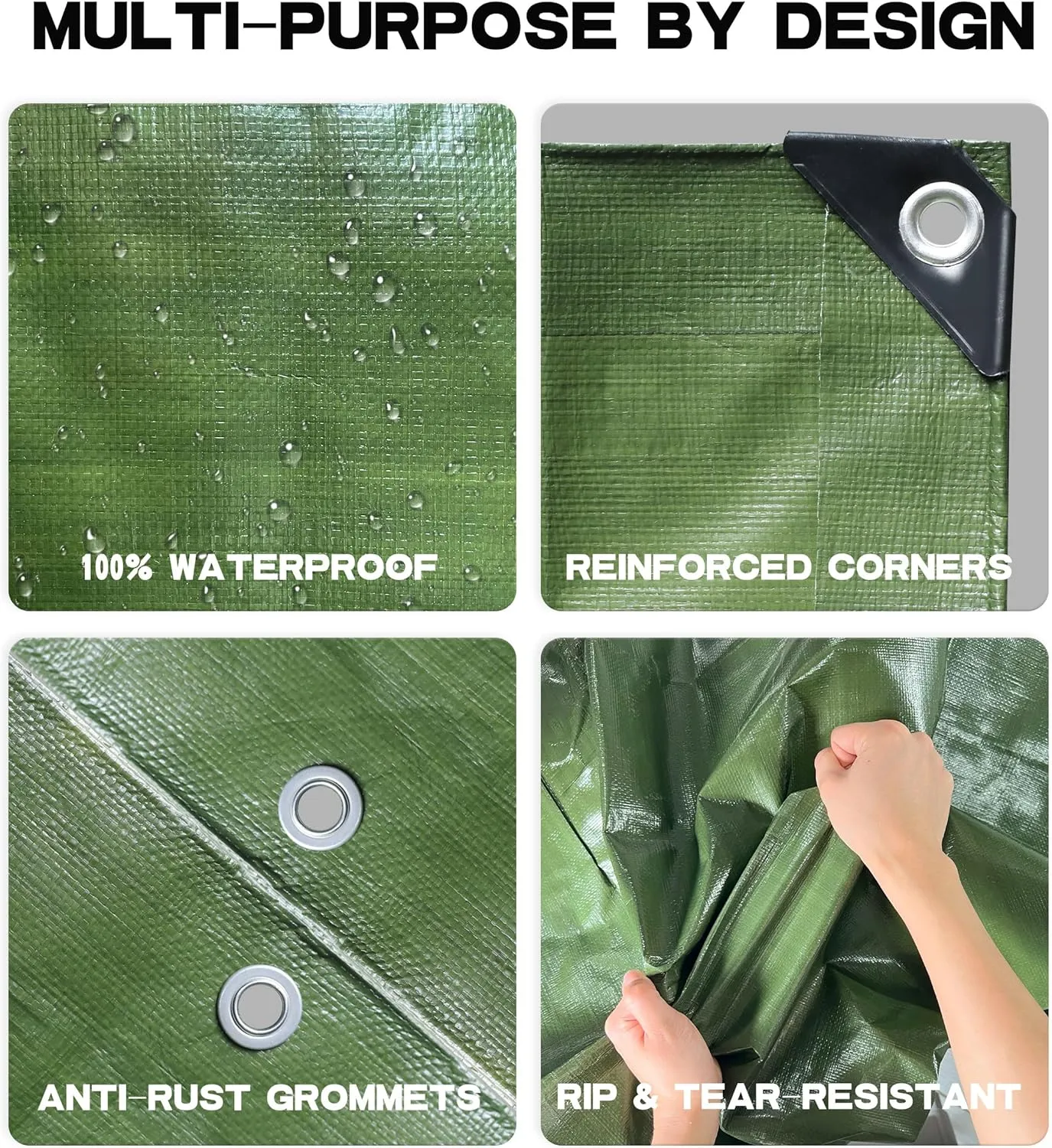 Multi Purpose Tarp 12' x 16' 9-mil Thick Waterproof Camping Tents Tarps Poly Tarpaulin Green