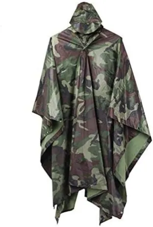 Multifunction Waterproof Raincoat Military Camouflage Poncho for Camping Tent Rain Cover Outdoor