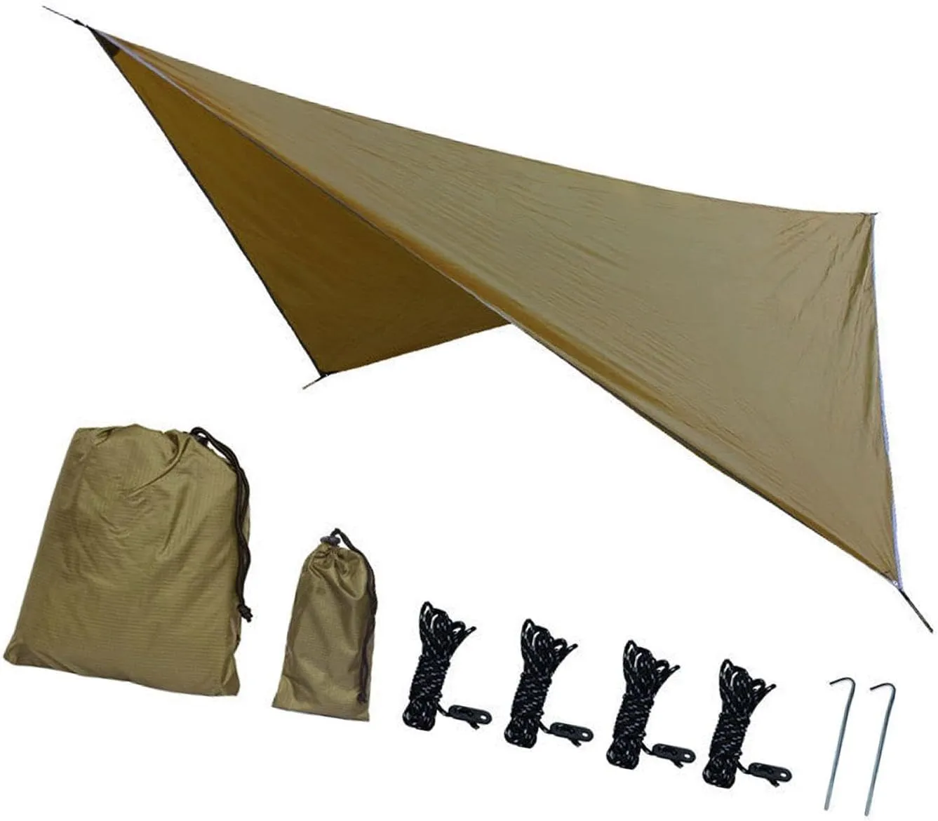 MYCENSE Camping Tarp Hammock Canopy Lightweight Sun Protection Large Tent Tarp Rain Awning for Backyard Outdoor Beach Travel Fishing, Khaki