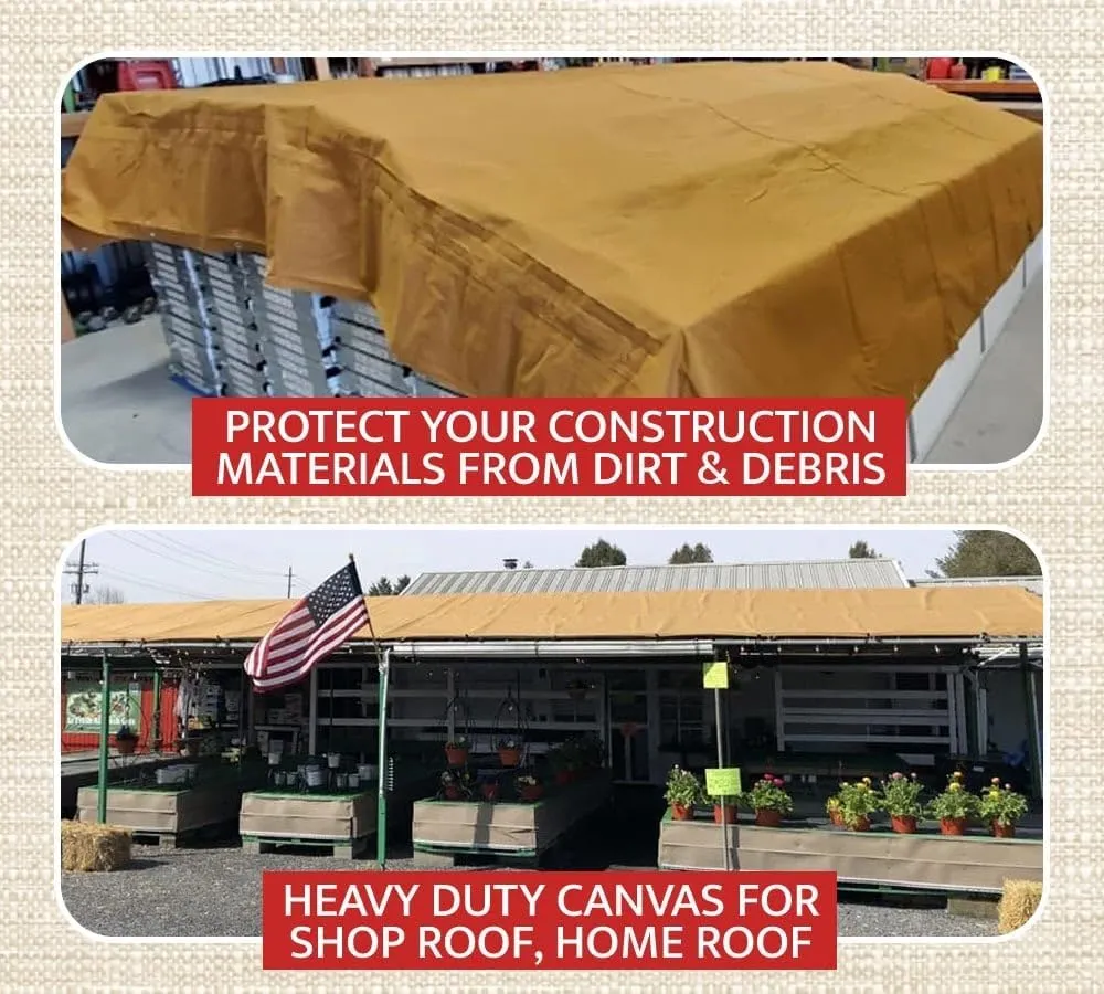 Mytee Products 12' x 16' Tan Canvas Tarp 12oz Heavy Duty Water Resistant