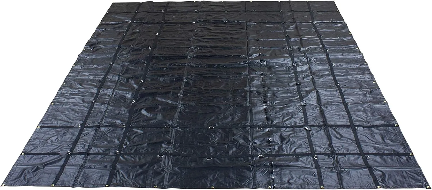 Mytee Products 16' x 30' Flatbed Trailer Steel Tarp with 4 FT Drop - Heavy Duty Black 18 Oz Vinyl Waterproof Tarp for Truck/Trailers to Protect Cargo from Wind, Rain, Snow and Sun