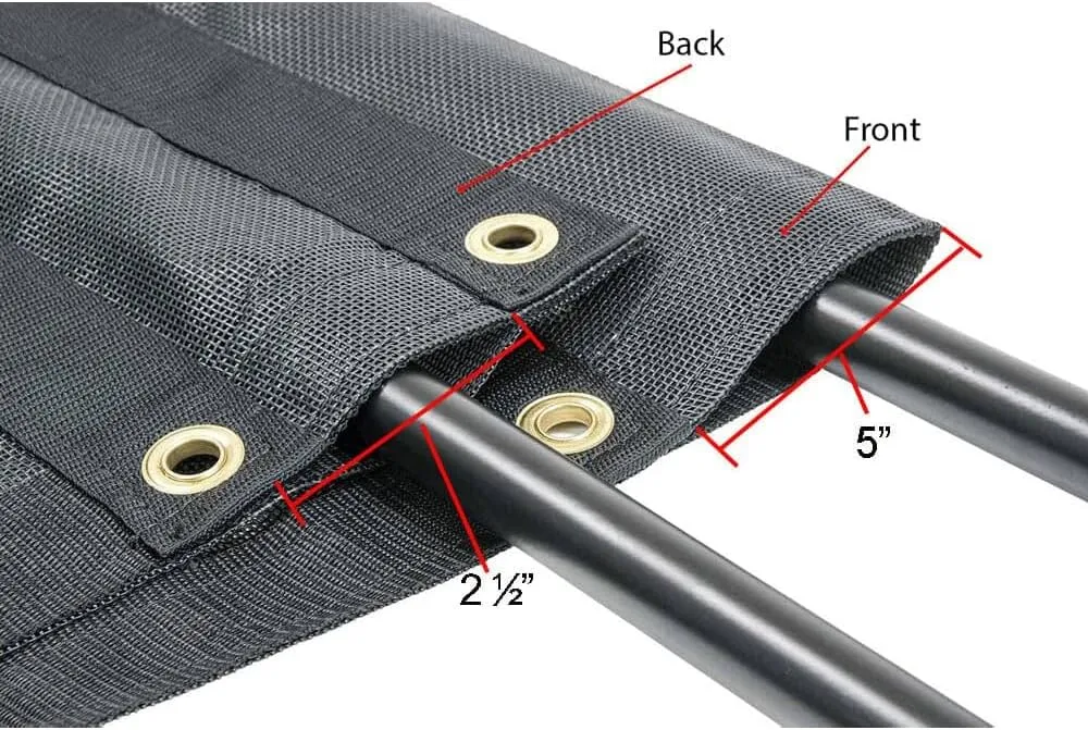 Mytee Products 5'x14' Dump Truck Mesh Tarp with 5 Inch 18Oz Double Pocket & Grommets - Vinyl Coated Dump Trailer Tarp to Prevent Load Spillage During Transportation