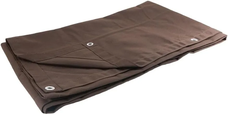Mytee Products 6' x 8' Dark Brown Canvas Tarp 12oz - Water Resistant & Breathable - Heavy Duty Tarps - Multipurpose Tarpaulin Cover for Camping Tent