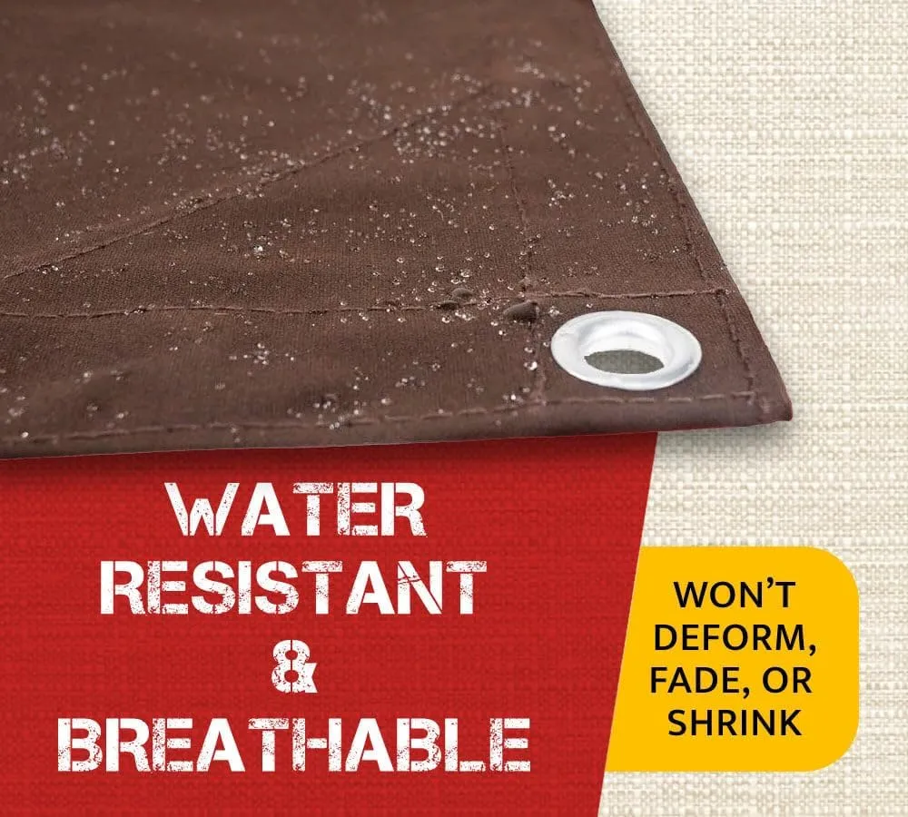 Mytee Products 6' x 8' Dark Brown Canvas Tarp 12oz - Water Resistant & Breathable - Heavy Duty Tarps - Multipurpose Tarpaulin Cover for Camping Tent