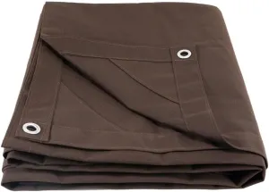 Mytee Products 6' x 8' Dark Brown Canvas Tarp 12oz - Water Resistant & Breathable - Heavy Duty Tarps - Multipurpose Tarpaulin Cover for Camping Tent