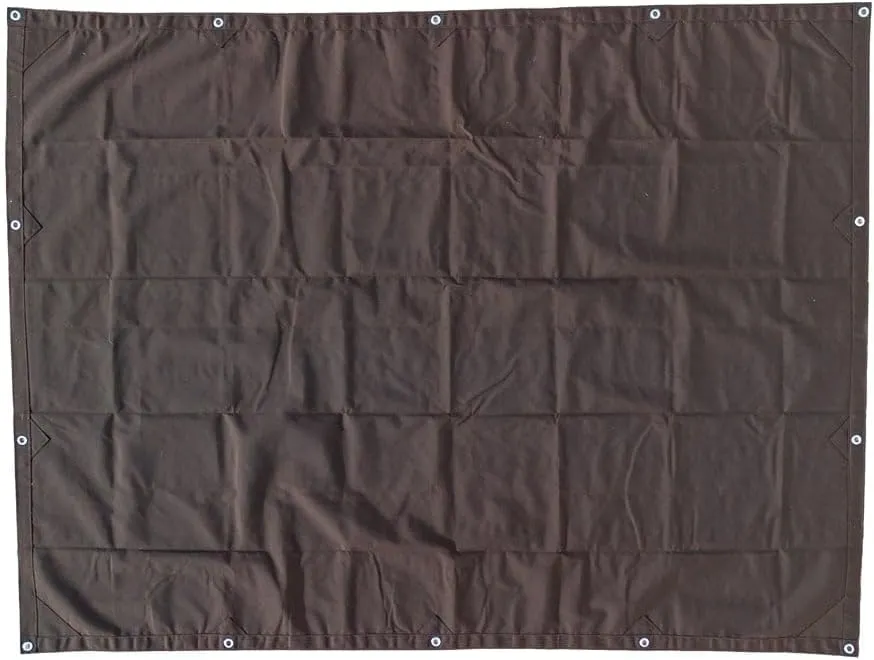 Mytee Products 6' x 8' Dark Brown Canvas Tarp 12oz - Water Resistant & Breathable - Heavy Duty Tarps - Multipurpose Tarpaulin Cover for Camping Tent