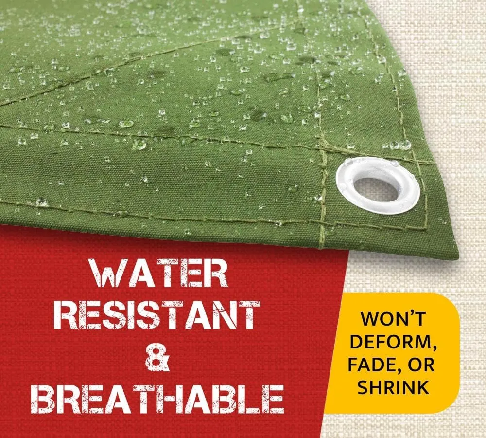 Mytee Products 6' x 8' Green Canvas Tarp 12oz Heavy Duty Water Resistant