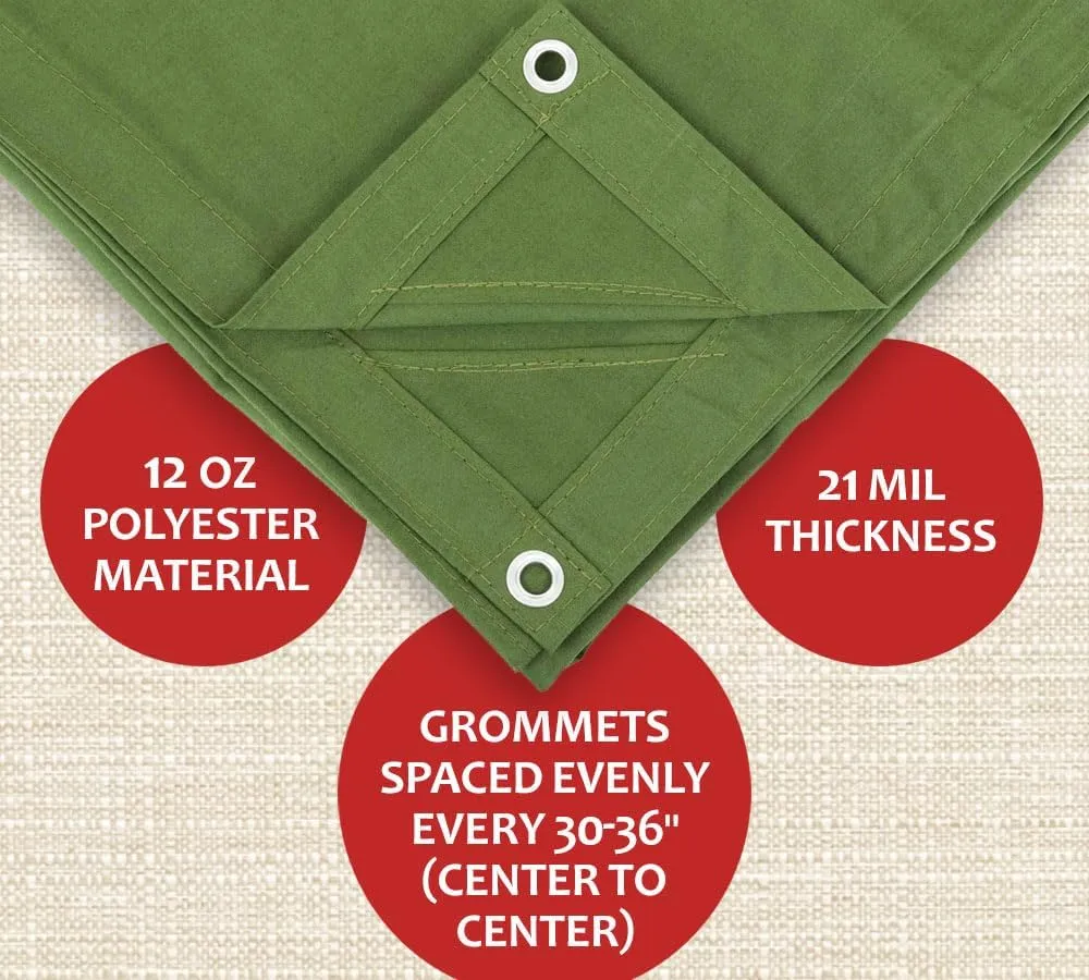 Mytee Products 6' x 8' Green Canvas Tarp 12oz Heavy Duty Water Resistant