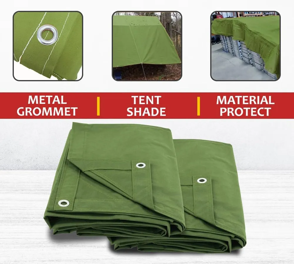 Mytee Products 6' x 8' Green Canvas Tarp 12oz Heavy Duty Water Resistant