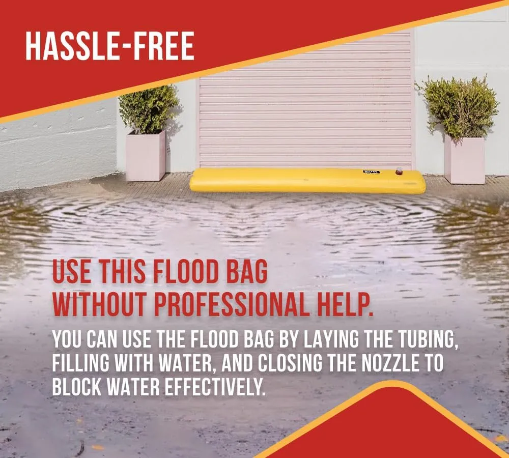 Mytee Products 6'x 20"x 12" Water Barriers for Flooding Reusable Sandbag Alternative - PVC Lightweight Water Diversion Tubes, Waterproof Inflatable Flood Rain Barrier for Home, Outdoor