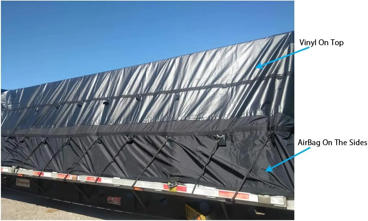 Mytee Products Airbag/Parachute Fabric Heavy Duty 14oz Lumber Tarp 24x20 (8' Drop with 8' x 8' Flap) - Black