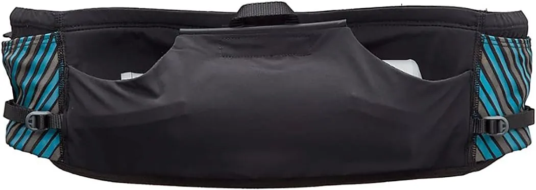 Nathan Running Belt Pinnacle Hydration Waistbelt/WaistPack. Includes Soft Flask, Storage, Zipper Pocket. For Running, Hiking Fanny Pack. No Bounce! (XXS/XS, Black/Blue)