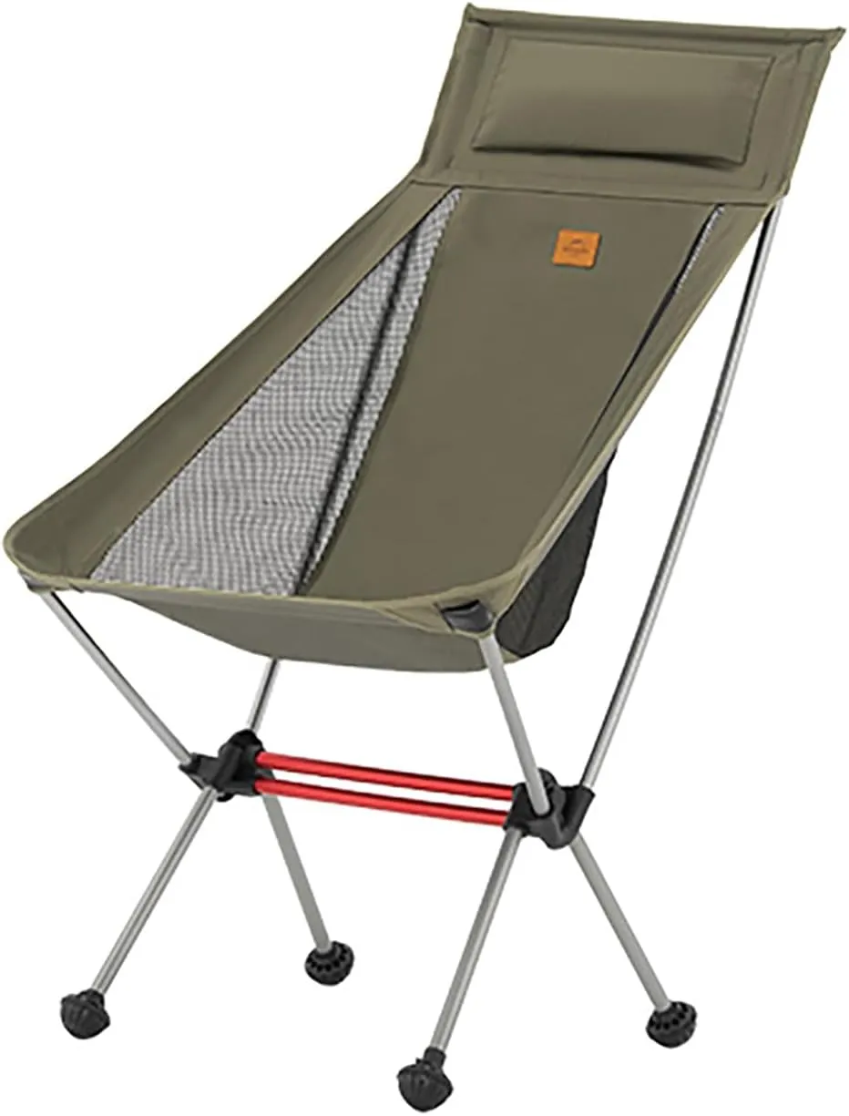 Naturehike Camping Chair, Foldable with Storage Bag, Outdoor Portable for Adults, Lightweight, Supports 265lbs, Backpacking for Fishing, Hiking, Beach, Lawn (Green/L)
