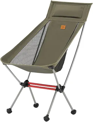Naturehike Camping Chair, Foldable with Storage Bag, Outdoor Portable for Adults, Lightweight, Supports 265lbs, Backpacking for Fishing, Hiking, Beach, Lawn (Green/L)