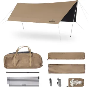 Naturehike Camping Tent Tarp with Poles, Waterproof PU 18000mm , Anti-UV UPF2000  Sun Shelter Rain Fly, Canopy for Outdoor Party, Picnic (13 x 9.6ft), CNK2350WS015