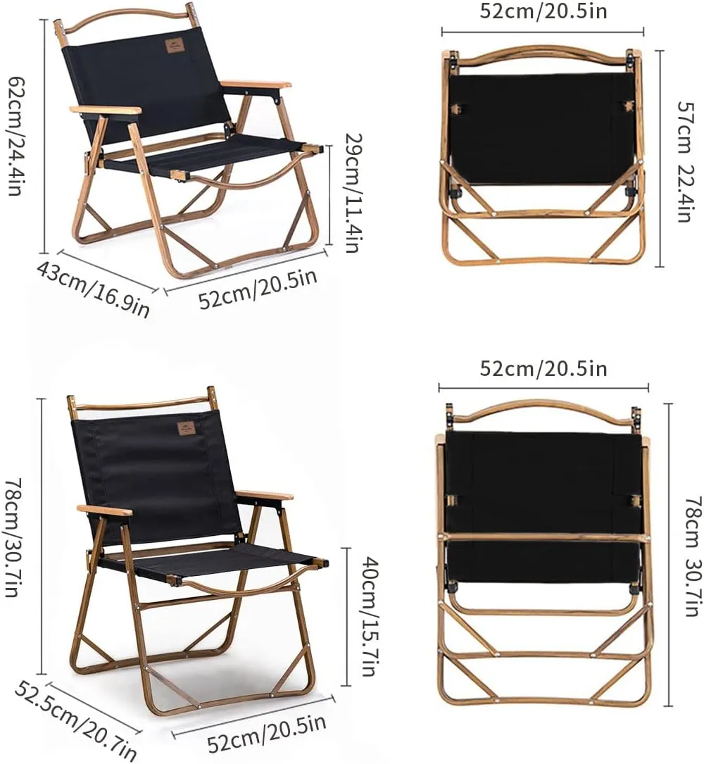 Naturehike MW02 Foldable Chair - Outdoor Furniture Kermit Aluminum Portable Folding Chair Great for Camping Picnic Park (Black, Regular)