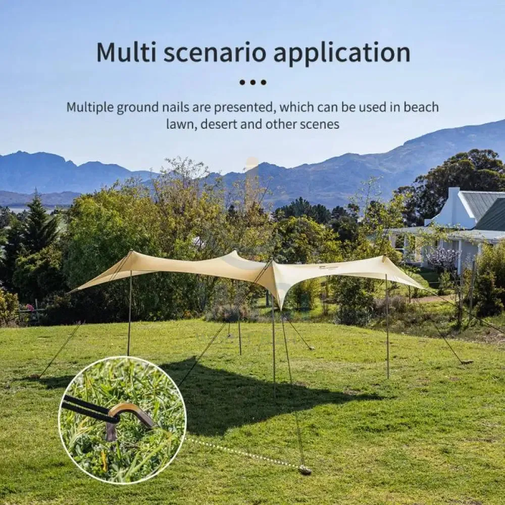 Naturehike UPF 50  Beach Tarp With 4 Poles - Khaki