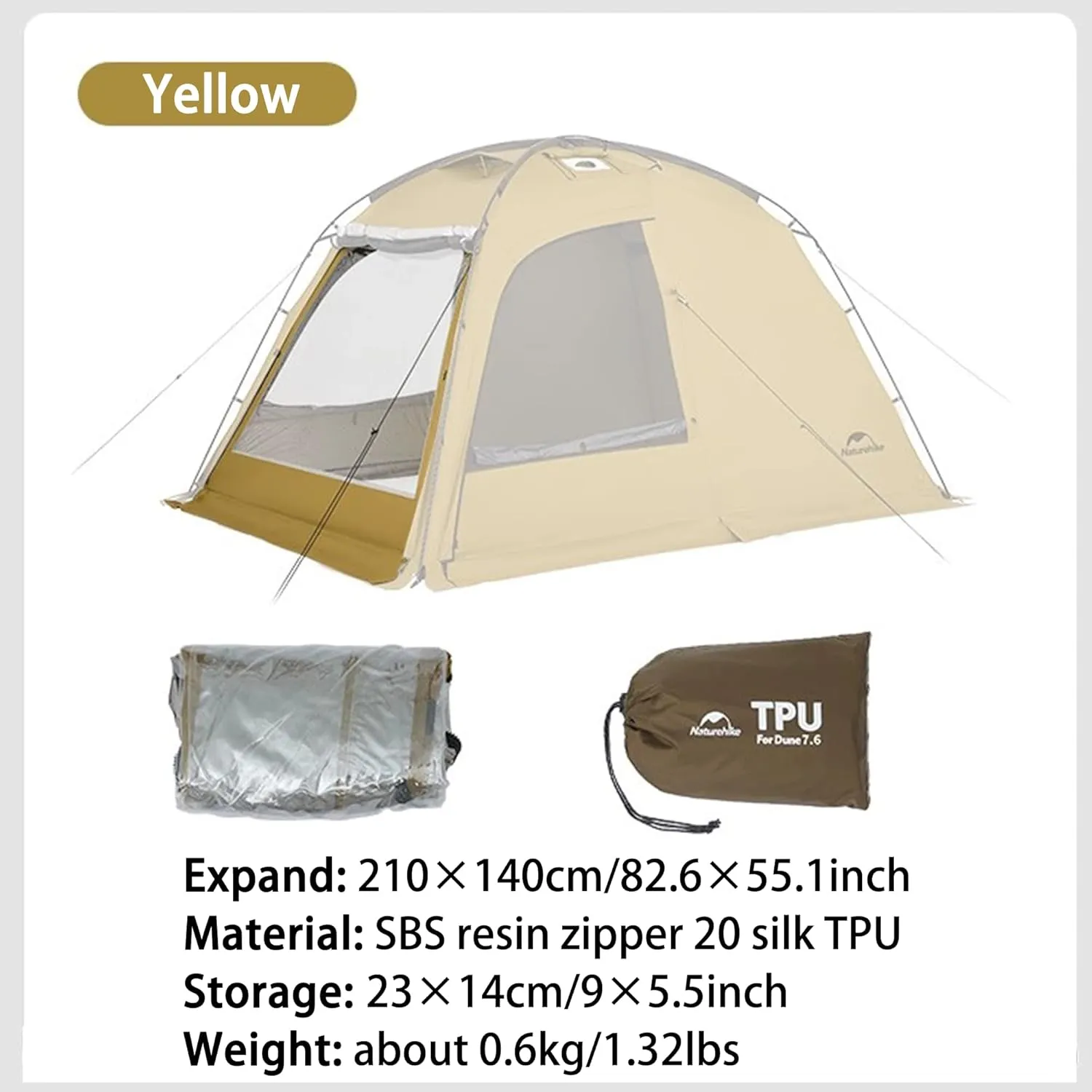 Naturehike7.6 Double Person 4-Seasons Camping Tent, UPF50  Sun Protection Tent with 7001 Aluminum Alloy Poles, PU2000mm  Waterproof Tent for Outdoor Camping,Picnic