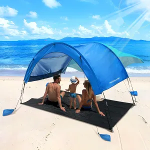 NEVERLAND Beach Sun Shade Canopy Shelter - Outdoor Beach Tent Canopy UPF50  for 3-4 Persons, Easy Set Up with 4 Sandbags & Ground Mat for Beach, Camping, Picnics and Backyard