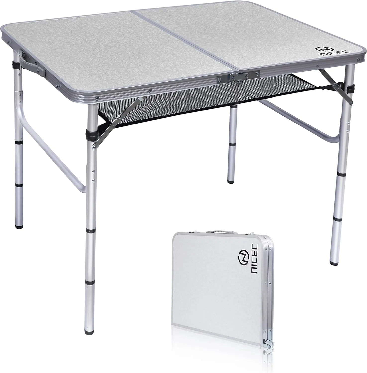 Nice C Camping Chairs, Oversized XL Padded Camping Chair (Two Green) Card Table, Folding Picnic Table, Small Table, Adjustable Height Folding Table