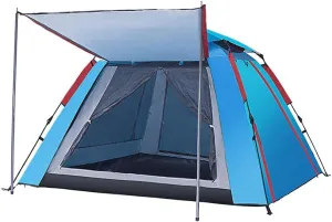 NIEH Hydraulic Dome Rainproof Tents, Double Layer Multifunctional Tent, Large Family Sunscreen Tent, Suitable for 4-6 Person Outdoor Camping,Blue