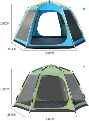 NIEH Tent Windproof Waterproof Camping Tent 5-8 Person Hexagonal Automatic Camping Tent - Telescopic Aluminum Rod Double Layer Tents Sun Shelter Waterproof for Outdoor Sports Hiking Travel Ou