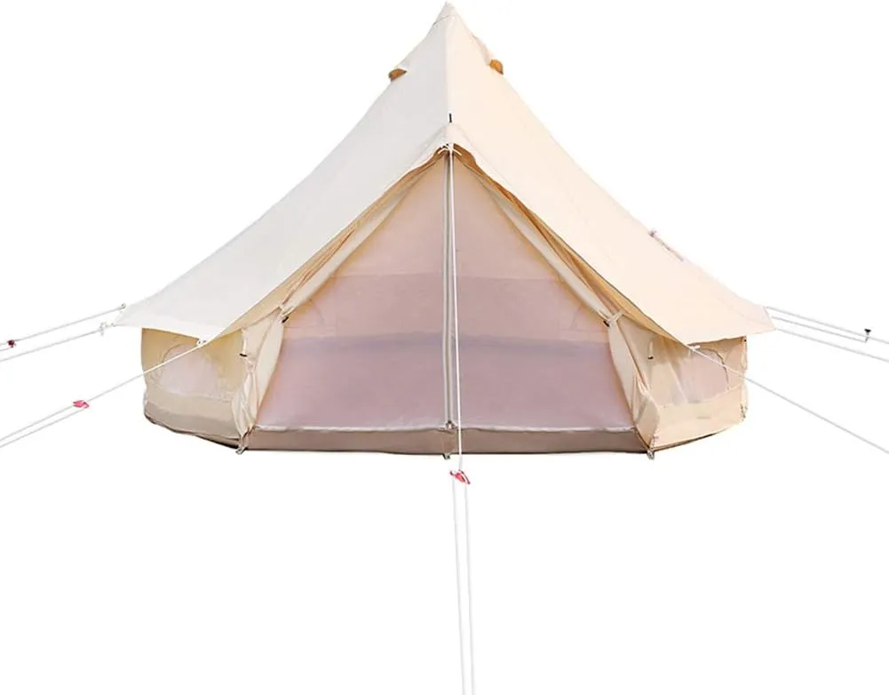 NIEH Tents for Camping 4 Season Cotton Bell Glamping Tent Outdoor Family Camping Tent with Zipped Groundsheet Mesh Door for Camping Hunting