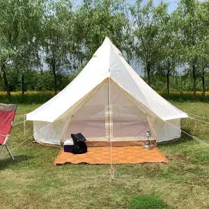 NIEH Tents for Camping 4 Season Cotton Bell Glamping Tent Outdoor Family Camping Tent with Zipped Groundsheet Mesh Door for Camping Hunting