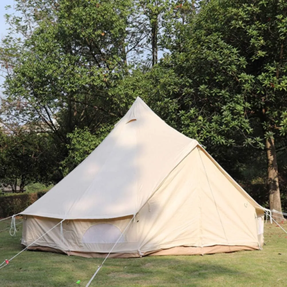 NIEH Tents for Camping 4 Season Cotton Bell Glamping Tent Outdoor Family Camping Tent with Zipped Groundsheet Mesh Door for Camping Hunting
