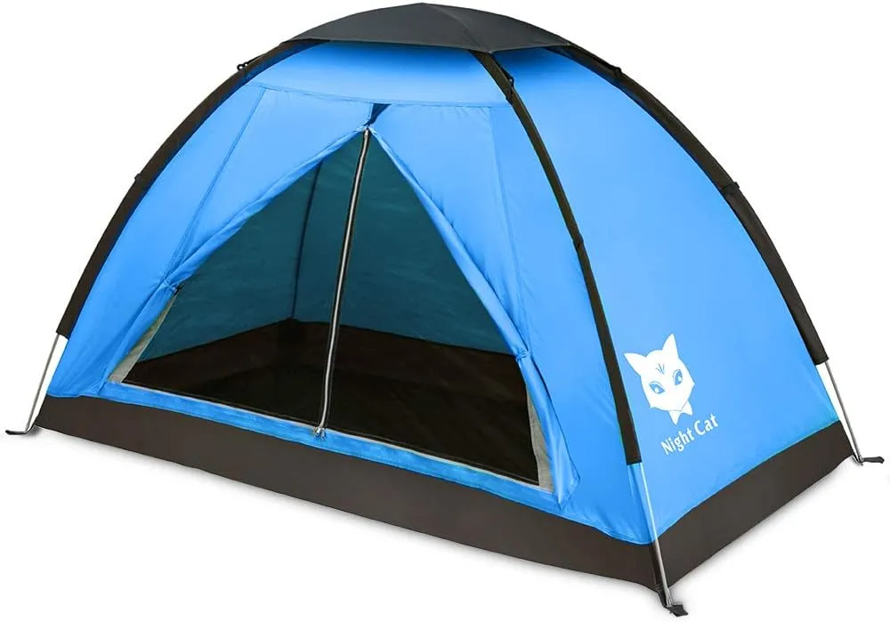 Night Cat Backpacking Tent for One 1 to 2 Persons Lightweight Waterproof Camping Hiking Tent for Adults Kids Scouts Easy Setup Single Layer 2.2x1.2m