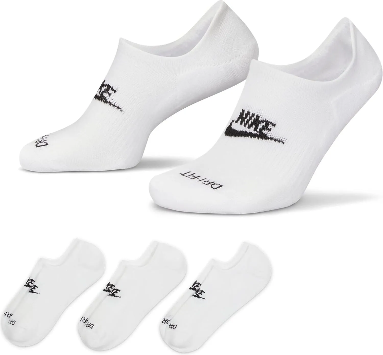 Nike Everyday Plus Cushioned Footie Socks White | Black Large