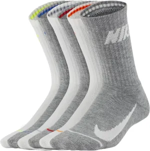 Nike Youth Cushioned Crew Socks, 6 Pack, Sizes 7-10, White and Grey