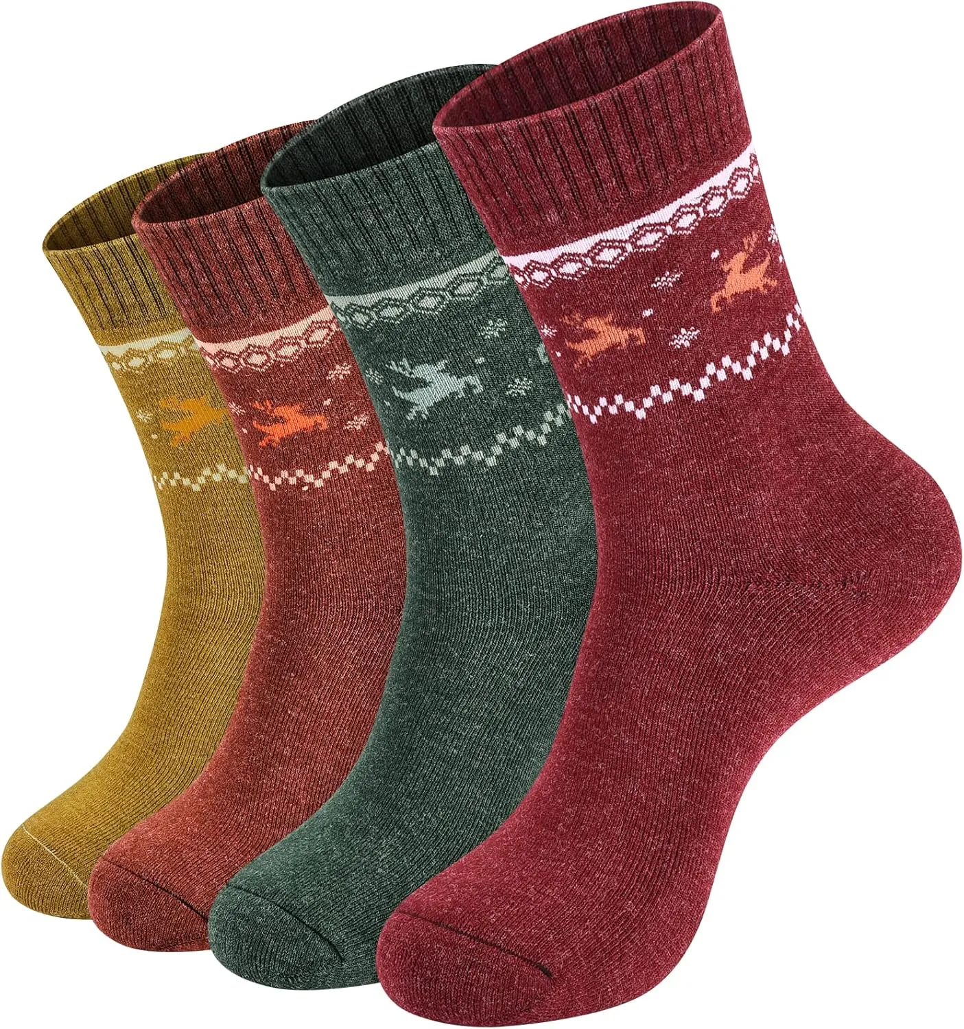NinetoFiveLife Pack of 4 Womens Wool Socks Hiking Socks Winter Socks Thick Socks Knit Outdoor Recreation Socks for Women Soft and Comfortable Terry Socks