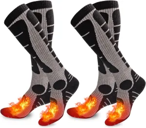 NOVAYARD Merino Wool Ski Socks 2 Pairs Mens Womens Over the Calf Thermal Socks for Snowboarding Hiking Skiing